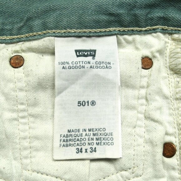Vtg  Levis 501XX Denim Jeans Mens 36 Green Button Fly Mens 34 x 34 (34 x 31) - Picture 8 of 13